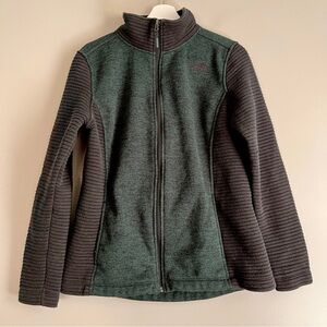 The North Face sweater knit fleece jacket womens large Indi green black full zip
